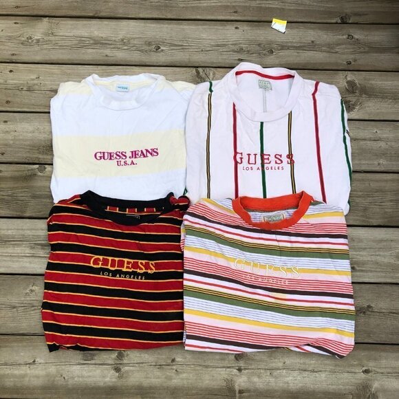 LOT OF 4 Striped Guess Shirts Medium - Picture 2 of 2